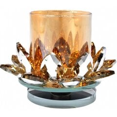 Stiklinis lotoso žiedas, auksinis цена и информация | Подсвечники, свечи | pigu.lt