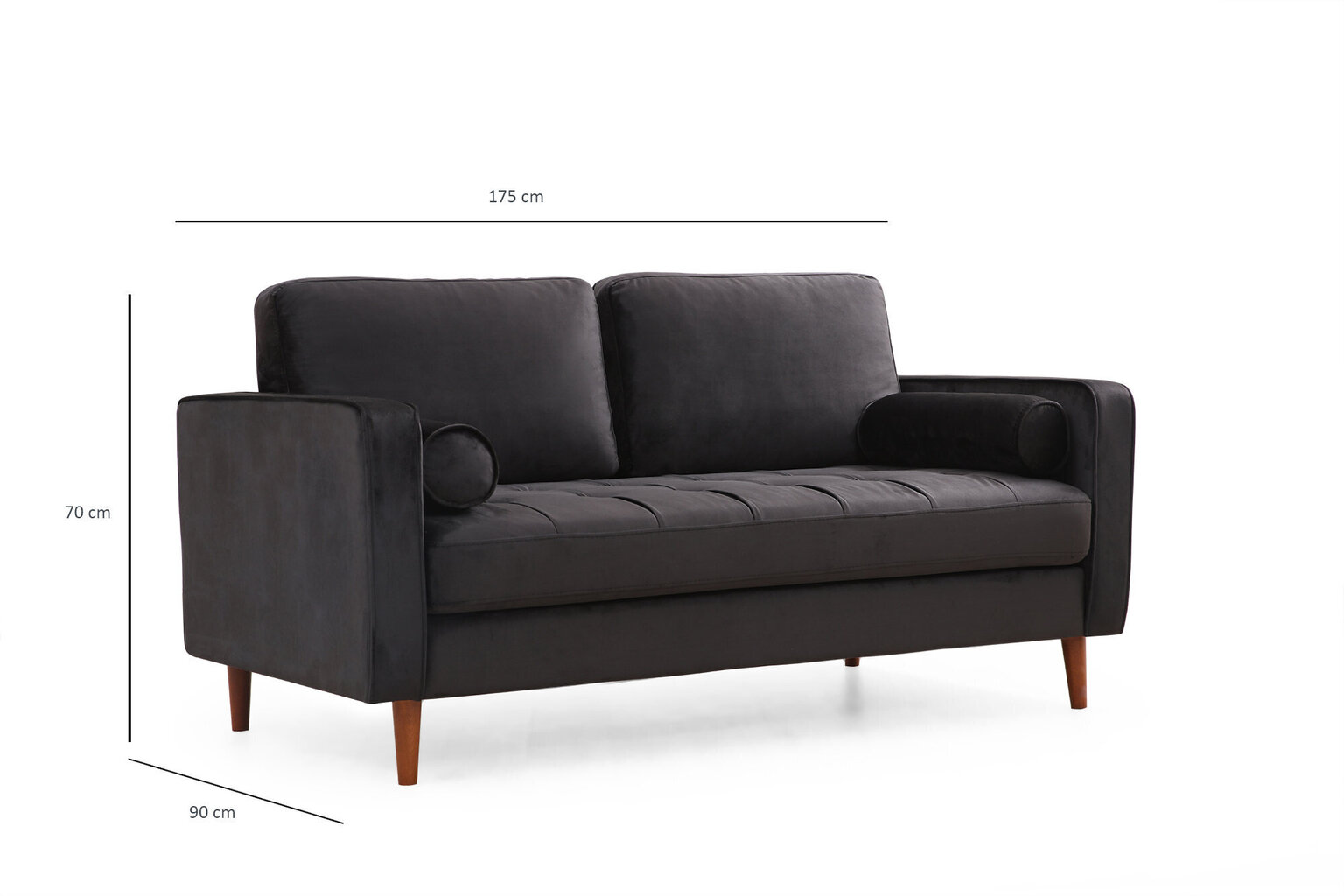 Dvivietė sofa Kalune Design Rome, juoda цена и информация | Sofos | pigu.lt