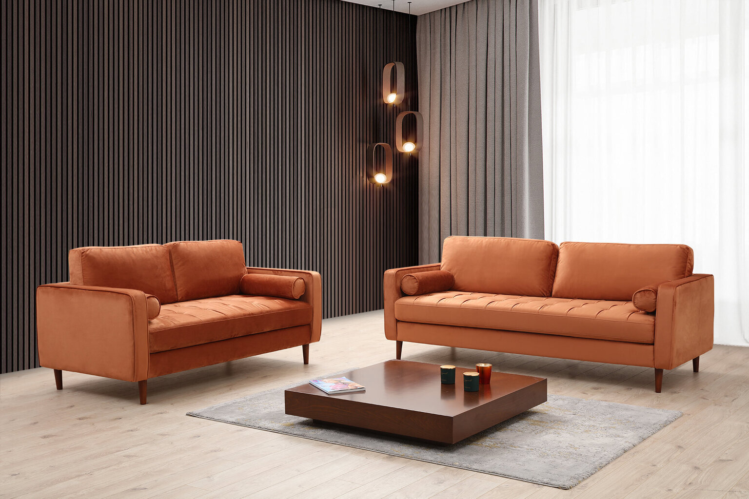 Dvivietė sofa Kalune Design Rome, oranžinė цена и информация | Sofos | pigu.lt