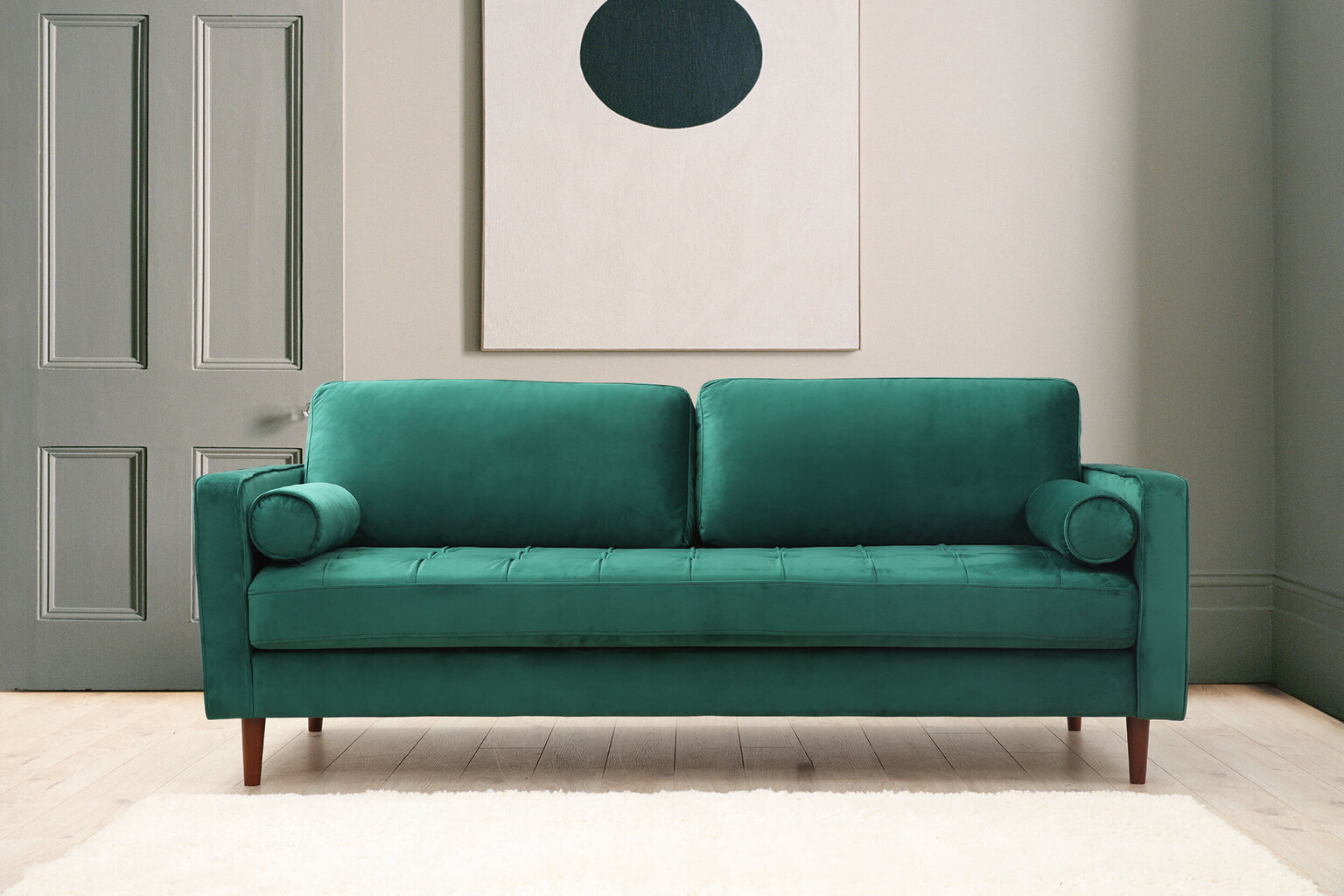 Trivietė sofa Kalune Design Rome, žalia цена и информация | Sofos, sofos-lovos | pigu.lt