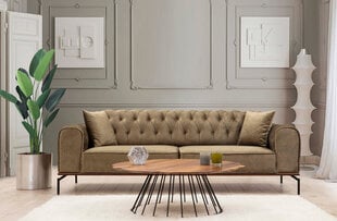 Trivietė sofa Kalune Design Siesta, dygsniuota, ruda kaina ir informacija | Sofos | pigu.lt