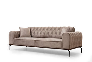 Trivietė sofa Kalune Design Siesta, dygsniuota, smėlio spalvos kaina ir informacija | Sofos | pigu.lt