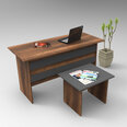 Rašomojo stalo ir kavos staliuko komplektas Kalune Design VO8, rudas/pilkas