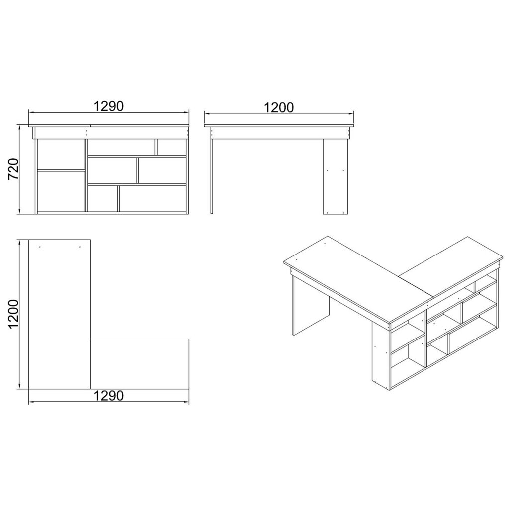 Rašomasis stalas Kalune Design CT5, rudas/juodas цена и информация | Kompiuteriniai, rašomieji stalai | pigu.lt