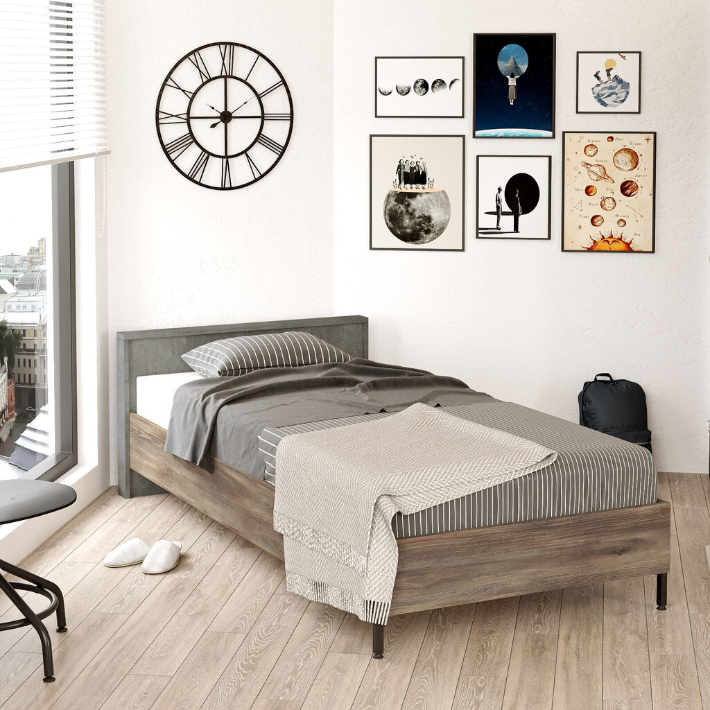 Lova Kalune Design HM4, 90x190 cm, ruda/pilka kaina ir informacija | Lovos | pigu.lt