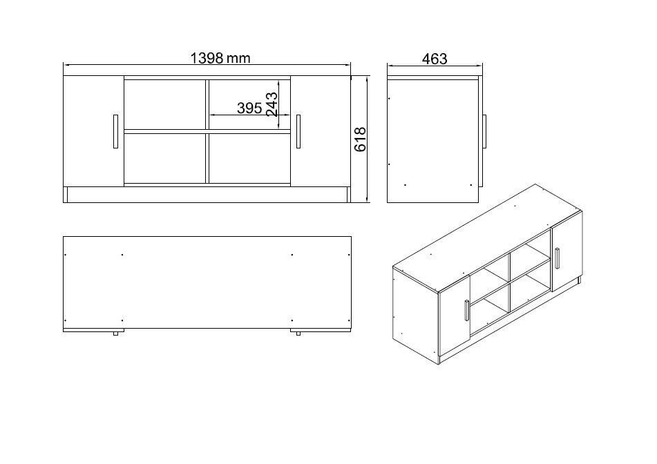 Baldų komplektas Kalune Design VO10, rudas/pilkas kaina ir informacija | Kompiuteriniai, rašomieji stalai | pigu.lt