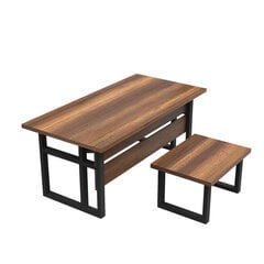 Rašomojo stalo ir kavos staliuko komplektas Kalune Design MN07, rudas kaina ir informacija | Kompiuteriniai, rašomieji stalai | pigu.lt