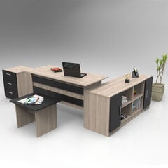 Baldų komplektas Kalune Design VO13, rudas/juodas kaina ir informacija | Kompiuteriniai, rašomieji stalai | pigu.lt
