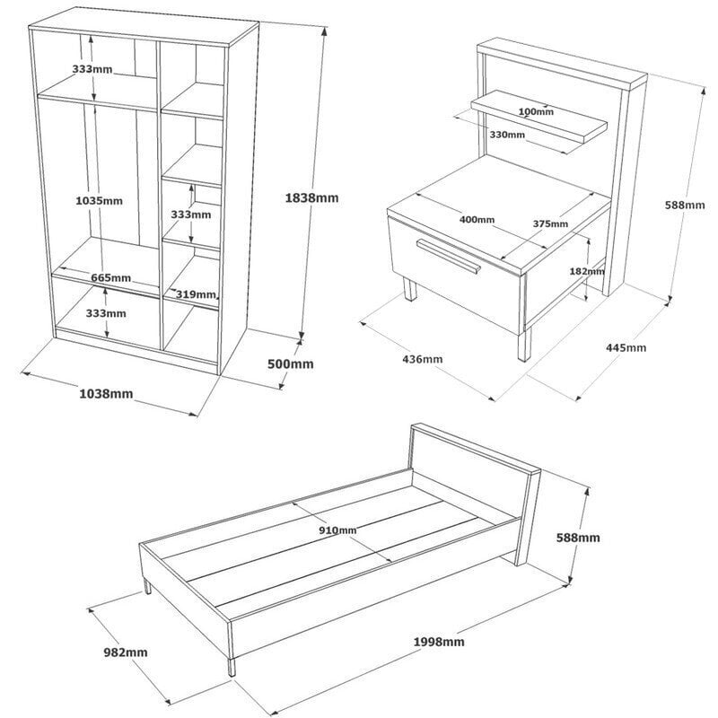 Vaiko kambario baldų komplektas Kalune Design, rudas/pilkas цена и информация | Vaiko kambario baldų komplektai | pigu.lt