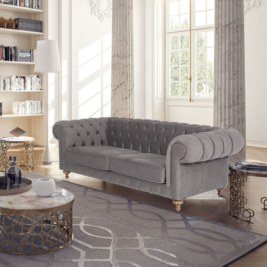 Trivietė sofa Kalune Design London, pilka kaina ir informacija | Sofos | pigu.lt