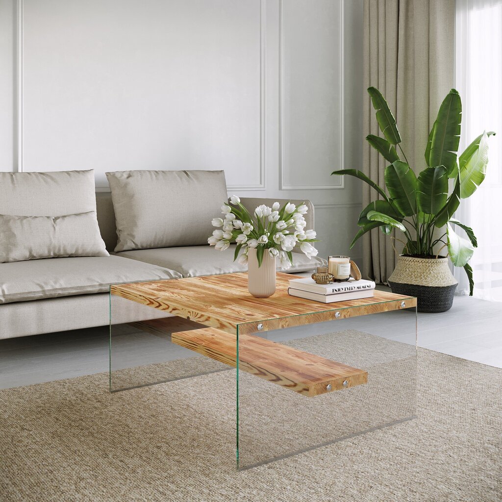 TV staliuko ir kavos staliuko komplektas Kalune Design Niagara S102, rudas kaina ir informacija | TV staliukai | pigu.lt