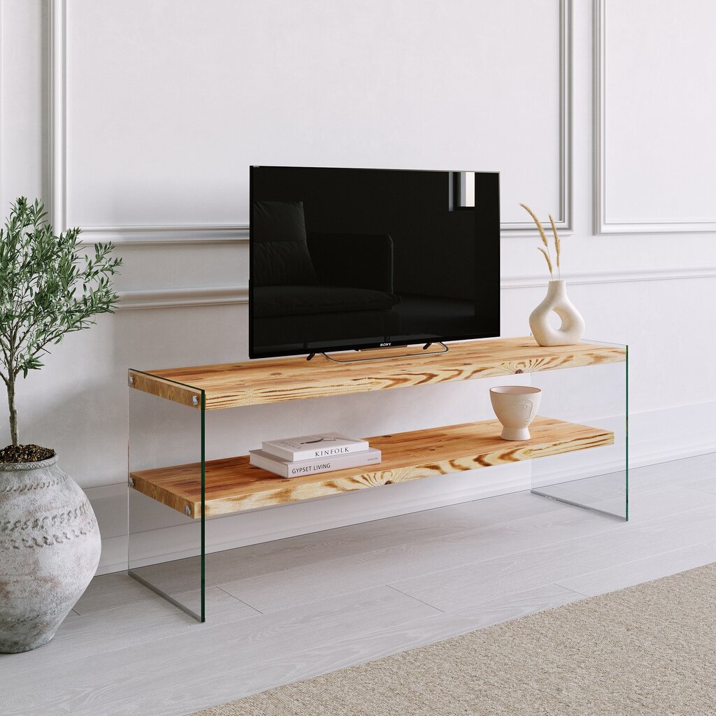 TV staliuko ir kavos staliuko komplektas Kalune Design Niagara S102, rudas kaina ir informacija | TV staliukai | pigu.lt