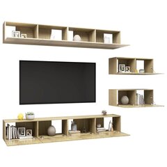 Televizoriaus spintelių komplektas, vidaXL, 6 dalių, ruda kaina ir informacija | TV staliukai | pigu.lt