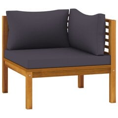 Trivietė sodo sofa su pagalvėlėmis, vidaXL, akacijos medienos masyvas, ruda kaina ir informacija | Lauko baldų komplektai | pigu.lt