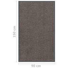 vidaXL Durų kilimėlis, tamsiai rudos spalvos, 90x150cm, dygsniuotas цена и информация | Придверные коврики | pigu.lt