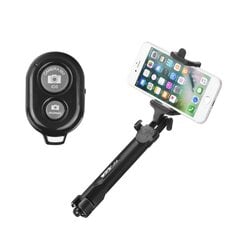 Bluetooth asmenukių lazda su trikoju ir nuotolinio valdymo pulteliu, selfie stick, juoda kaina ir informacija | Asmenukių lazdos (selfie sticks) | pigu.lt