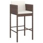 vidaXL Baro kėdės su pagalvėlėmis, 2vnt., ruda kaina ir informacija | Virtuvės ir valgomojo kėdės | pigu.lt