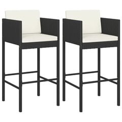 vidaXL Baro kėdės su pagalvėlėmis, 2vnt., juoda цена и информация | Стулья для кухни и столовой | pigu.lt