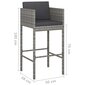 vidaXL Baro kėdės su pagalvėlėmis, 2vnt., pilka kaina ir informacija | Virtuvės ir valgomojo kėdės | pigu.lt