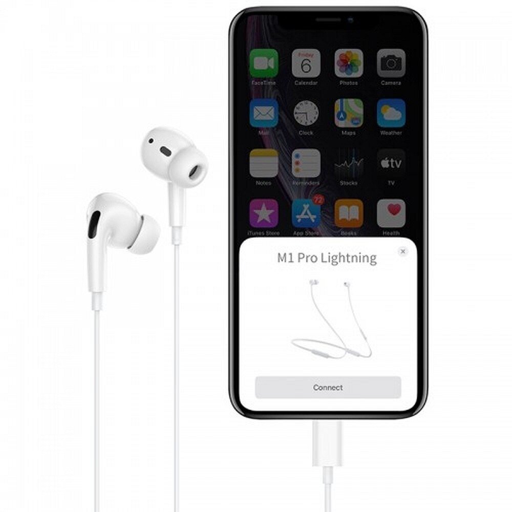 HOCO M1 Pro Stereo laidinės ausinės su mikrofonu skirtos Apple įrenginiams, baltos kaina ir informacija | Laisvų rankų įranga | pigu.lt