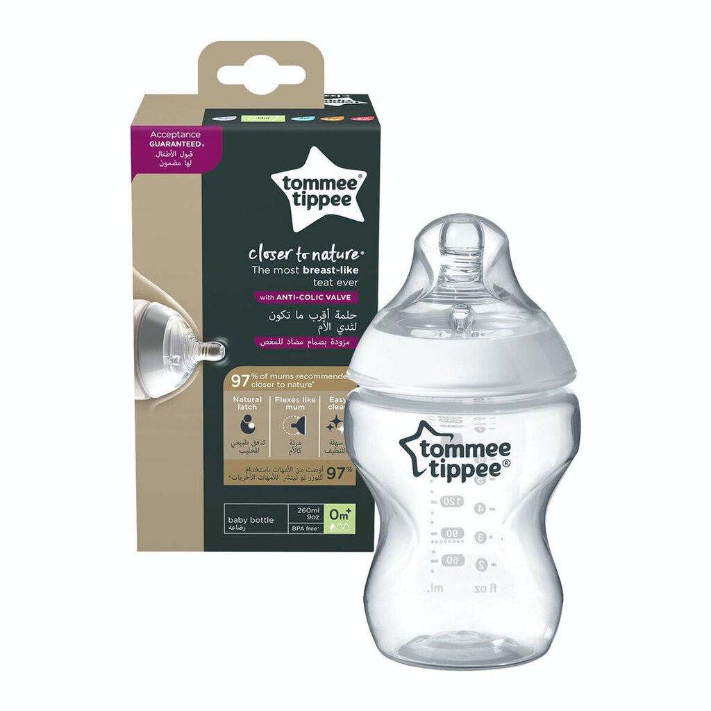 Buteliukas su žinduku Tommee Tippee 260 ml, nuo 0 mėn. цена и информация | Buteliukai kūdikiams ir jų priedai | pigu.lt