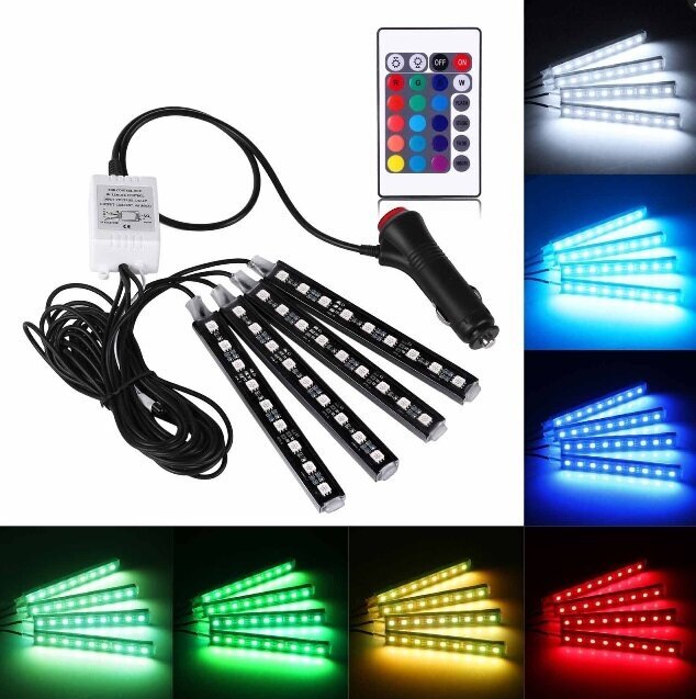 RGB LED automobilio salono apšvietimas kaina ir informacija | Automobilių lemputės | pigu.lt