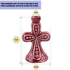 Keramikinė žvakidė Didelis kryžius, raudona kaina ir informacija | Bažnytinės žvakės, žvakidės | pigu.lt