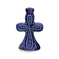 Keramikinė žvakidė Didysis kryžius, mėlyna kaina ir informacija | Bažnytinės žvakės, žvakidės | pigu.lt