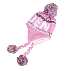 Vilnonė kepurė su bumbuliuku ir raišteliais Sweden, rožinė kaina ir informacija | Kepurės moterims | pigu.lt