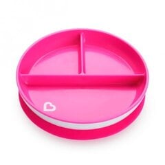 Munchkin детская секционная тарелка на присоске, розовая цена и информация | Детская посуда, контейнеры для молока и еды | pigu.lt