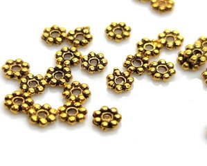 Intarpas Gėlytė maža ant. aukso sp. 5x1,5mm 20 vnt. kaina ir informacija | Papuošalų gamybai, vėrimui | pigu.lt