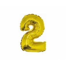 Folijos balionas numeris 2, auksinis, 35 cm kaina ir informacija | Balionai | pigu.lt