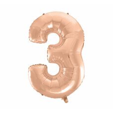Folijinis balionas Nr. 3, rožinis auksas, 92 cm kaina ir informacija | Balionai | pigu.lt