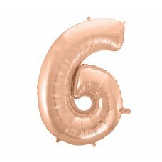 Folijos balionas numeris 6, rožinis auksas, 92 cm kaina ir informacija | Balionai | pigu.lt