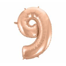 Folijinis balionas Nr. 9, rožinis auksas, 92 cm kaina ir informacija | Balionai | pigu.lt