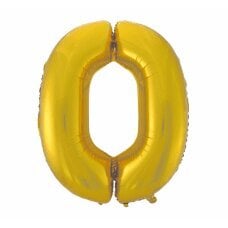 Folijos balionas numeris 0, auksinis matinis, 92 cm kaina ir informacija | Balionai | pigu.lt