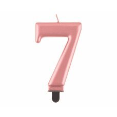 Свеча на день рождения, цифра 7, цвет розовое золото металлик, 8 см цена и информация | Праздничные декорации | pigu.lt
