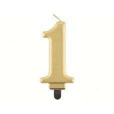 Gimtadienio žvakė Nr. 1, metalinis auksas, 8,0 cm kaina ir informacija | Dekoracijos šventėms | pigu.lt
