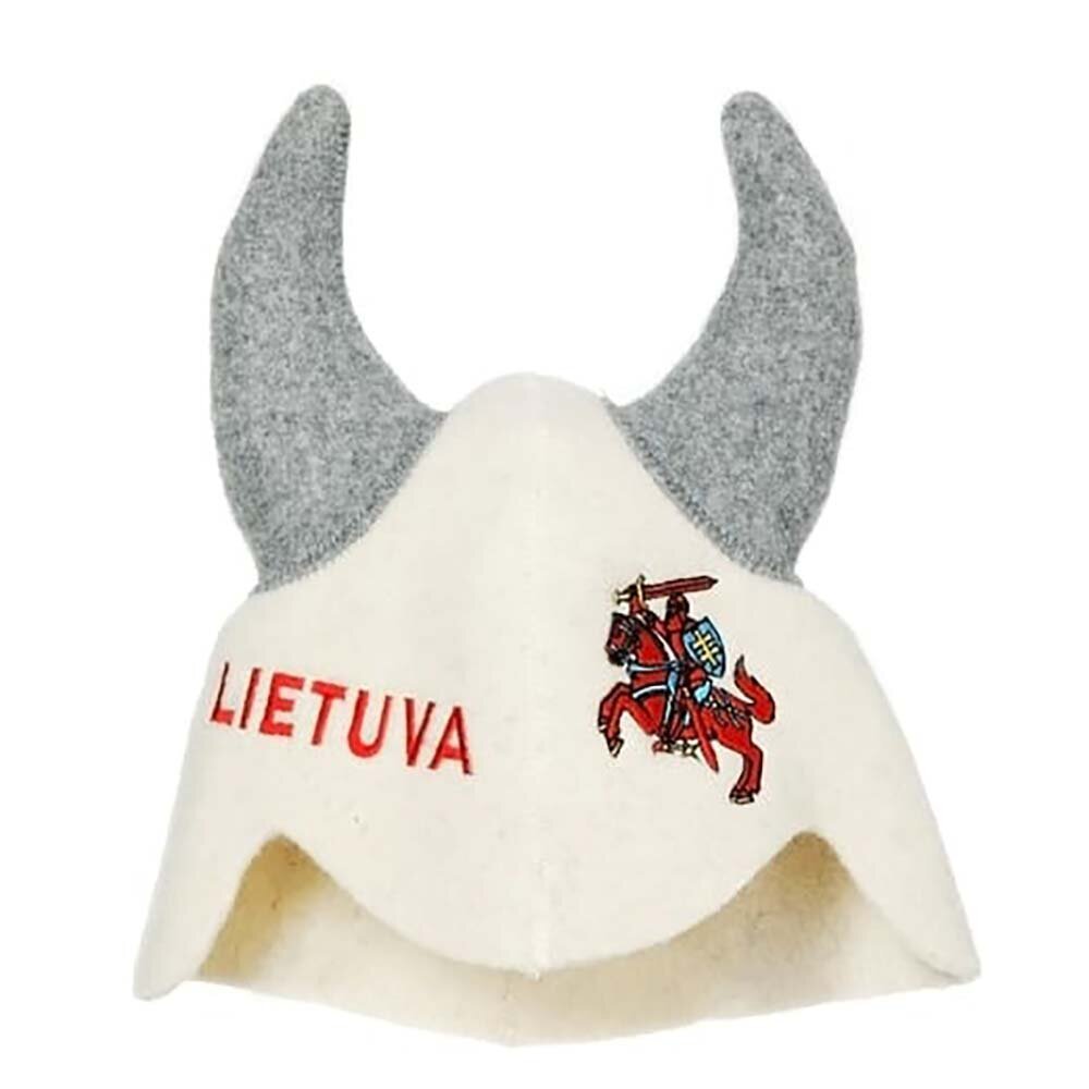 Pirties kepurė su ragais „Lietuva“ kaina ir informacija | Saunos, pirties aksesuarai | pigu.lt