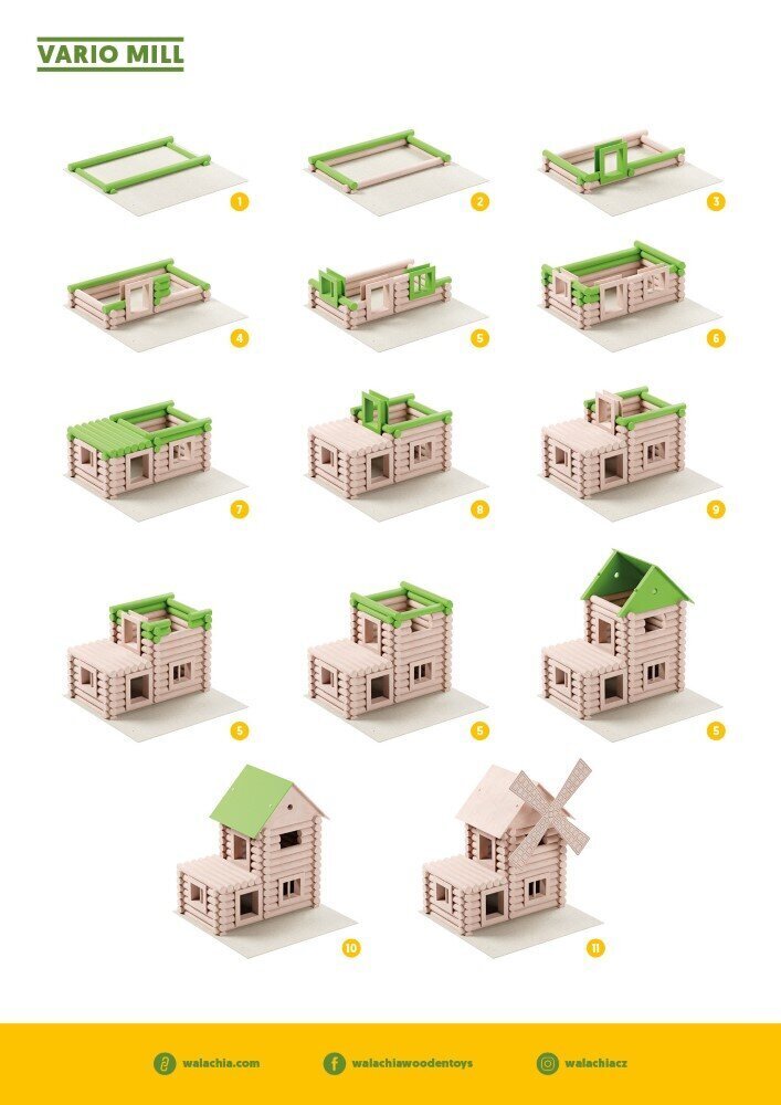 Medinis konstruktorius Vario Mill, 122 d. kaina ir informacija | Konstruktoriai ir kaladėlės | pigu.lt