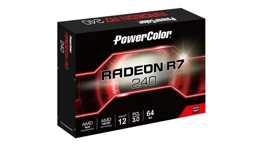 PowerColour AMD Radeon R7 240 2GB 64BIT GDDR5 (AXR7 240 2GBD5-HLEV2) kaina ir informacija | Vaizdo plokštės (GPU) | pigu.lt