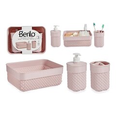 Набор для ванной, розовый пластик (3 шт) цена и информация | Аксессуары для ванной комнаты | pigu.lt