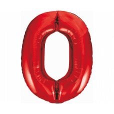 Folijinis balionas numeris 0, raudonas, 85 cm kaina ir informacija | Balionai | pigu.lt