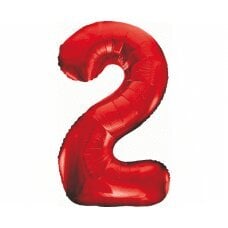 Folijinis balionas Nr. 2, raudonas, 85 cm kaina ir informacija | Balionai | pigu.lt