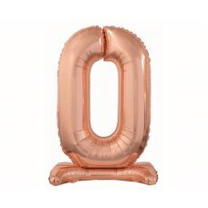 Folijinis balionas Beauty & Charm, vertikalus numeris 0, rožinis auksas, 74 cm kaina ir informacija | Balionai | pigu.lt