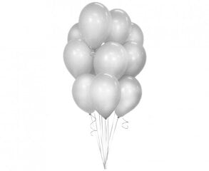 Lateksiniai balionai, 30 cm, 10 vnt, metaliniai, sidabriniai kaina ir informacija | Balionai | pigu.lt
