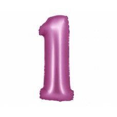 Folijinis balionas Beauty & Charm, numeris 1, satino rožinė, 76 cm kaina ir informacija | Balionai | pigu.lt