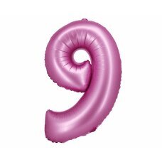 Folijinis balionas Beauty & Charm, numeris 9, satino rožinis, 76 cm kaina ir informacija | Balionai | pigu.lt