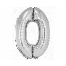 Folijinis balionas Smart, numeris 0, sidabrinis, 76 cm kaina ir informacija | Balionai | pigu.lt