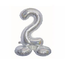 Folijinis balionas Beauty & Charm, stovimas numeris 2, holografinis, sidabrinis, 72 cm kaina ir informacija | Balionai | pigu.lt